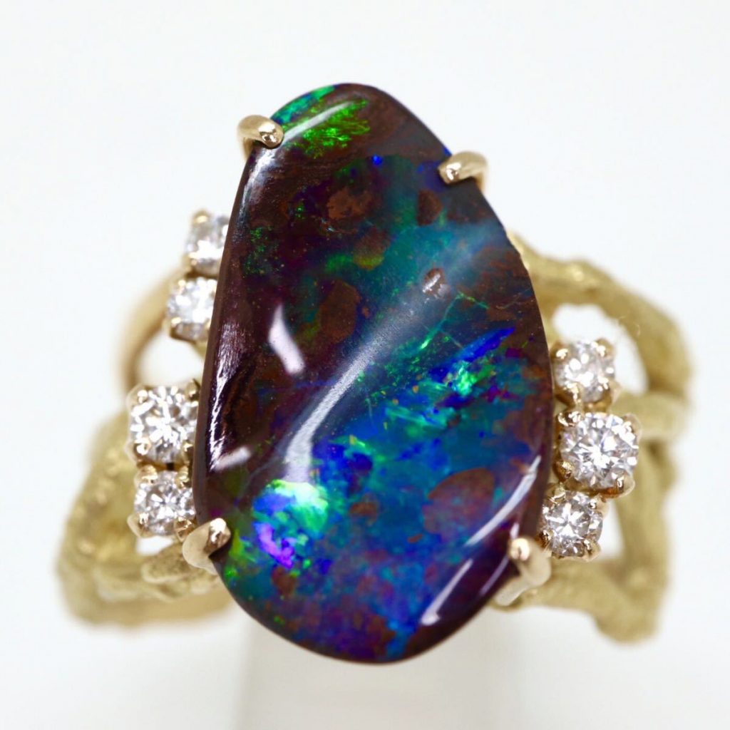 天然ボルダーオパールリング