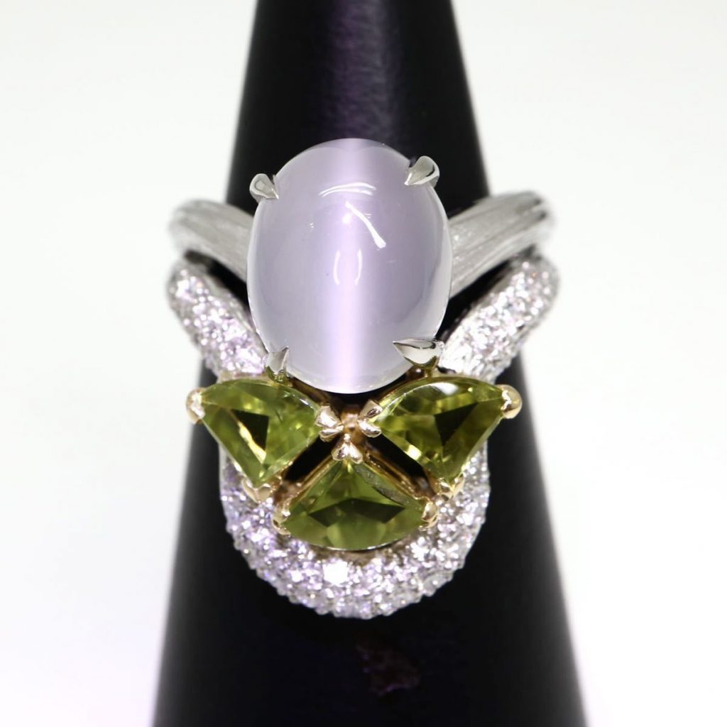 ムーンストーンキャッツアイリング　0.44ct