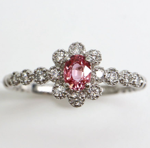 パパラチアサファイア/ダイヤモンドリング 0.283ct