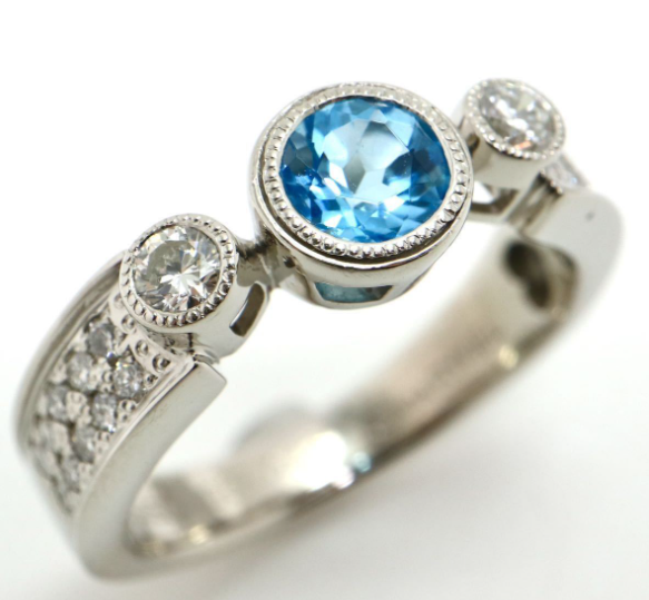 天然ブルートパーズ/ダイヤモンドリング7.3g