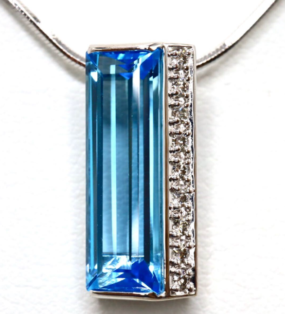 ブルートパーズ/ダイヤモンドネックレス　