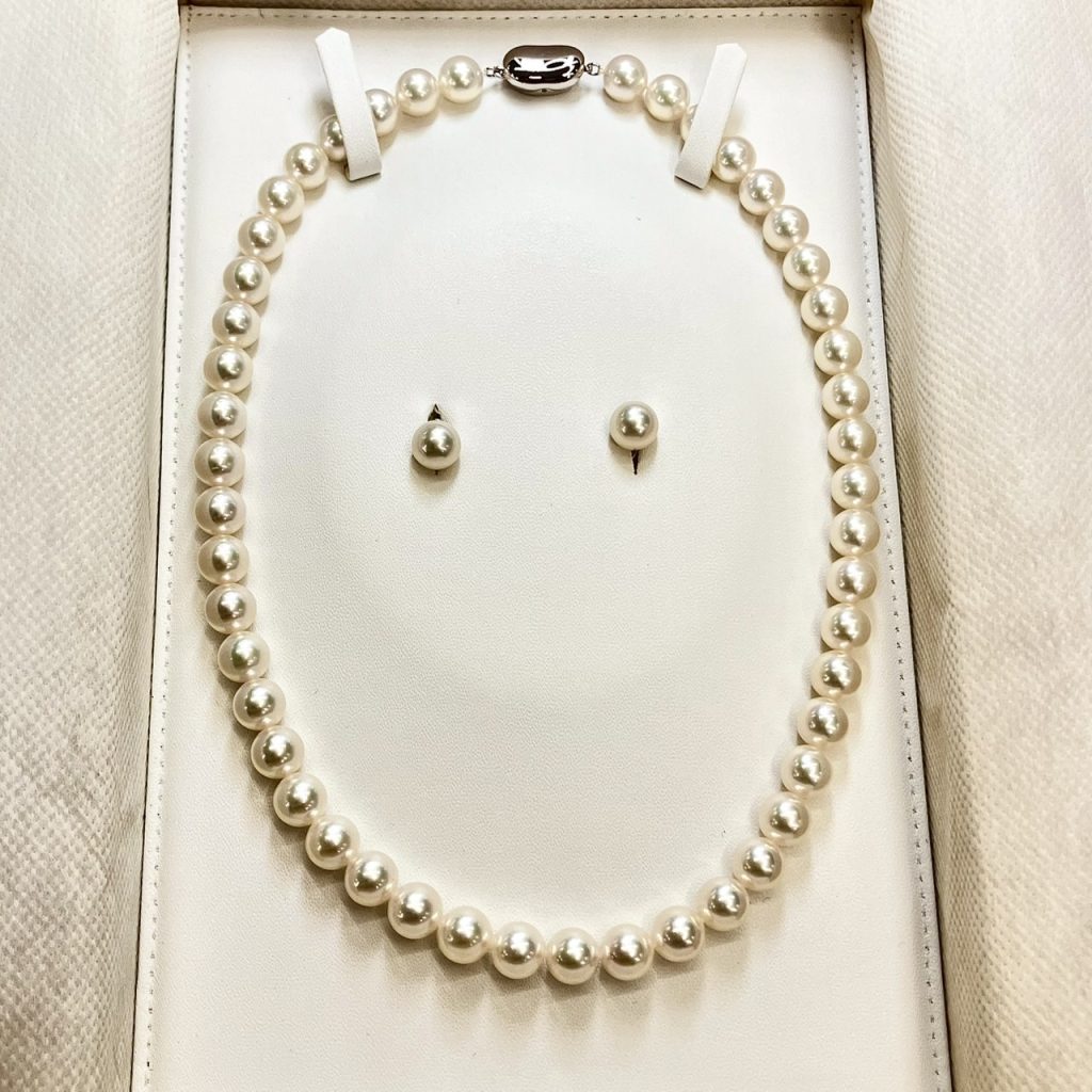 オーロラ花珠　ネックレスイヤリングセット